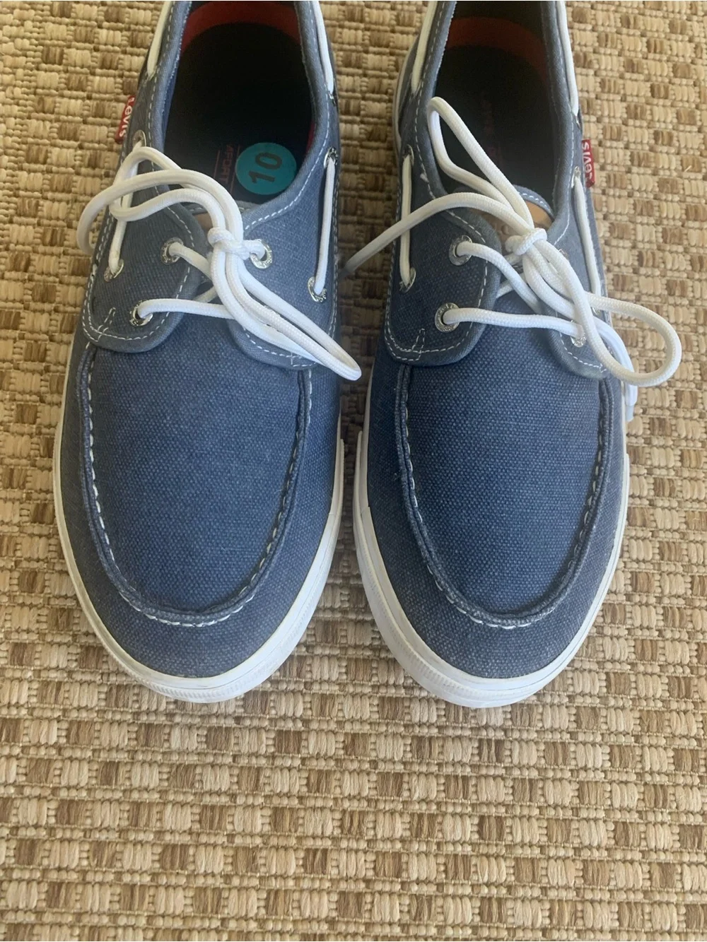 Levi’s Casual Canvas Boat Shoes in Blue with White Men’s Size 10